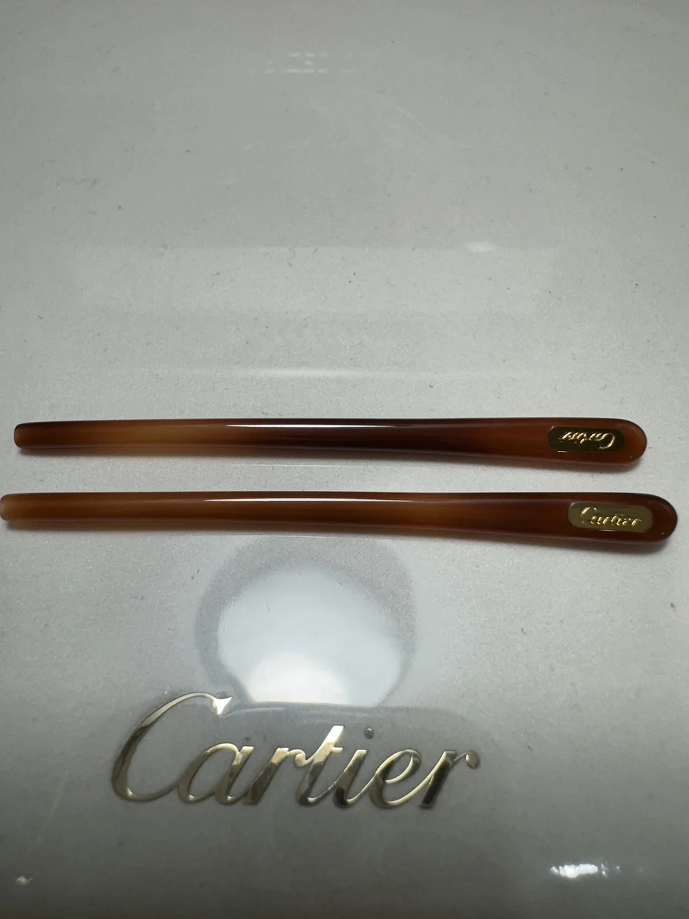 Cartier Eyeglasses Temple Tips 1 pair Brown 65mm Standard Hole 1.0mm New
